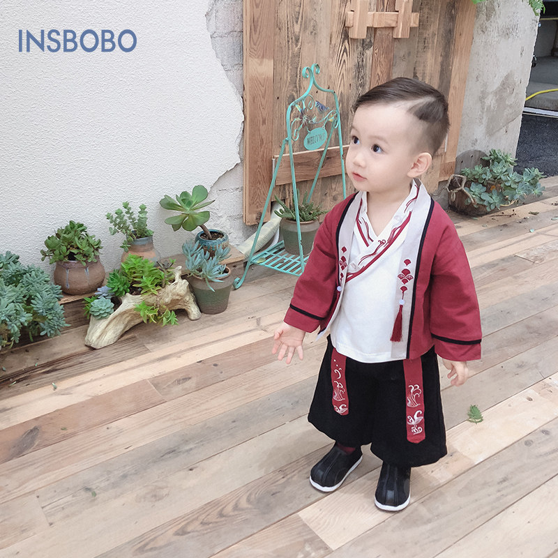 男童汉服秋季套装古装男宝宝周岁生日礼服小童唐装儿童中国风秋装