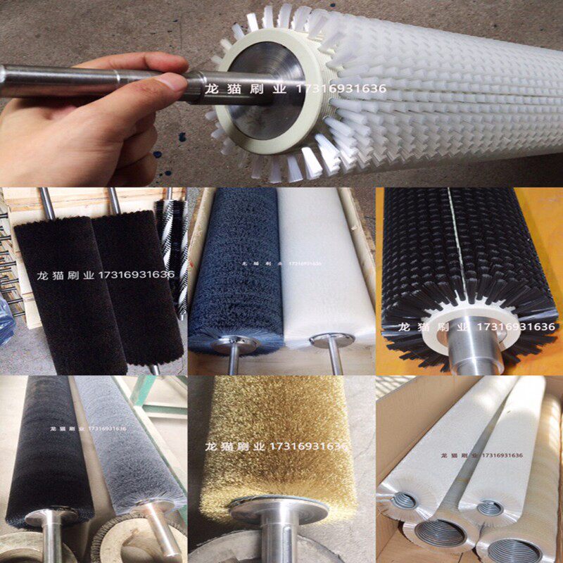 圆形毛刷轮工业电动刚刷不锈钢丝刷猪鬃马尾尼龙毛刷辊去毛刺抛光