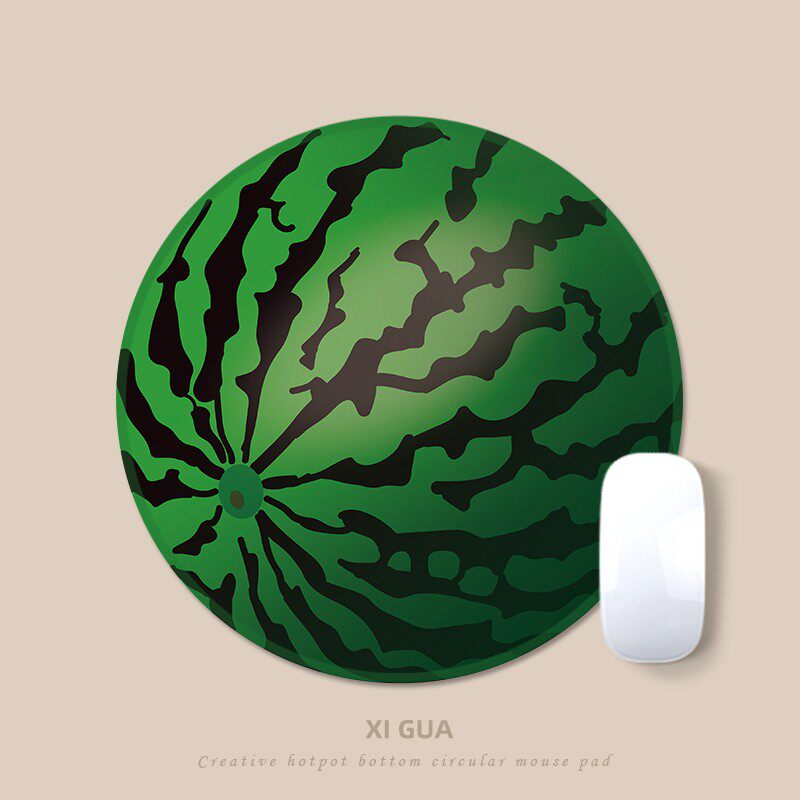 水果西瓜防水卡通圆形鼠标垫小号橙D子少女可爱创意加厚办公滑鼠