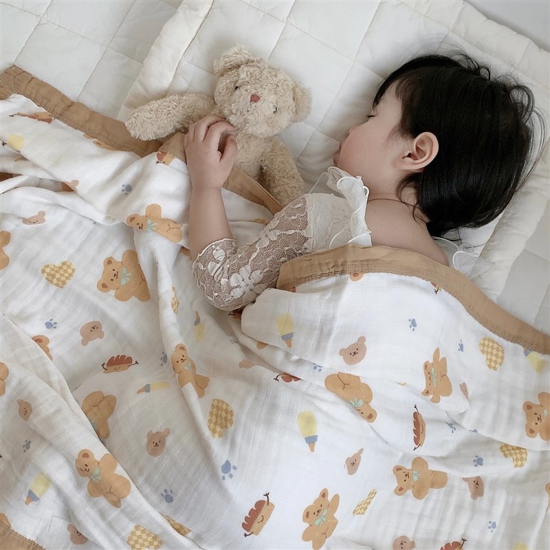 宝宝竹纤维棉纱巾A类4层婴幼儿浴巾儿童竹棉毯子夏季幼儿园小盖毯