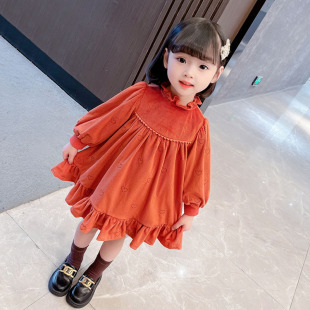 女童洋装秋冬款2023新款儿童秋冬网红装女宝宝加绒保暖公主裙子