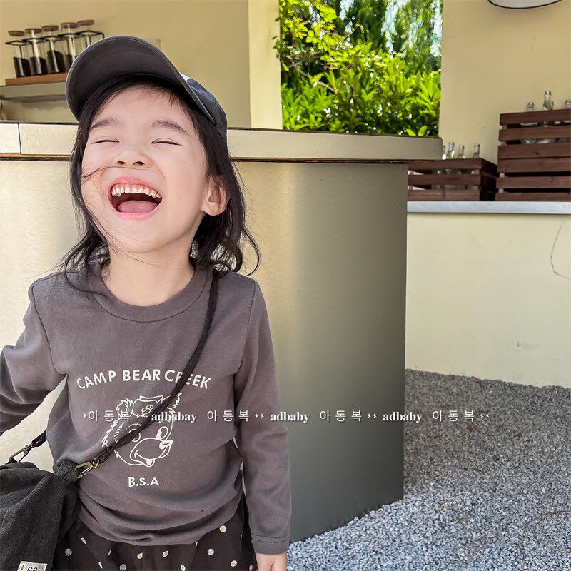 自留推荐~儿童纯棉针织打底衫秋季韩版男女童长袖T恤女宝宝内搭