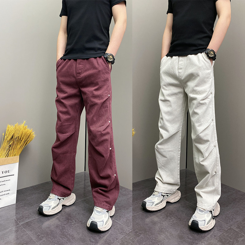 2024年秋冬季潮流韩版宽松哈伦直筒阔腿裤青年男士美式休闲长裤子