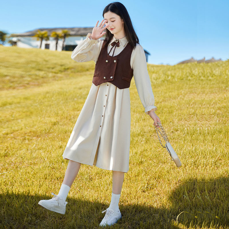 女童秋季连衣裙2022新款儿童洋气韩版长袖公主裙大童秋装学生裙子