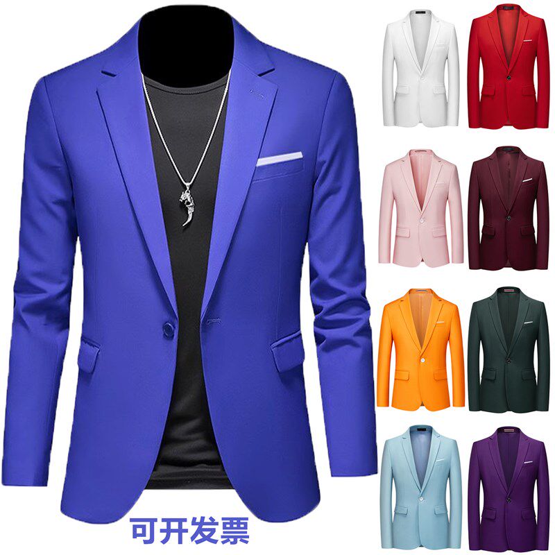 春季男商务休闲西装外套修身大尺码职业西装套装礼服西服上衣伴郎
