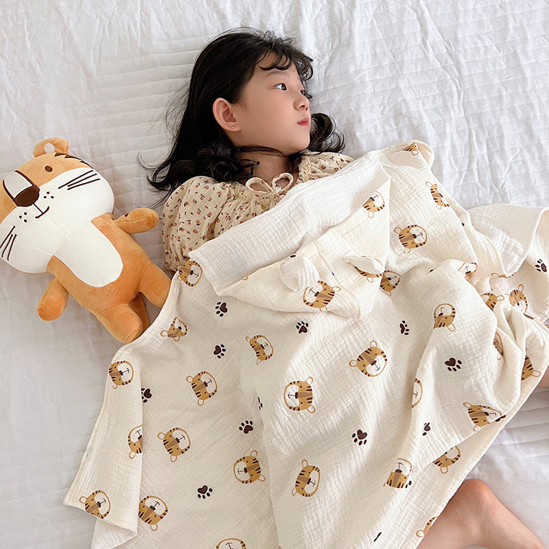 纯棉午睡小毯子夏季儿童学生教室披肩盖毯幼儿园宝宝空调毯毛巾被