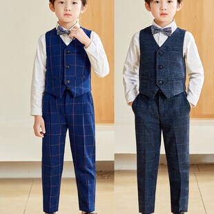 男童春秋西装马甲三件套儿童礼服套装学生主持生日摄影钢琴演出服