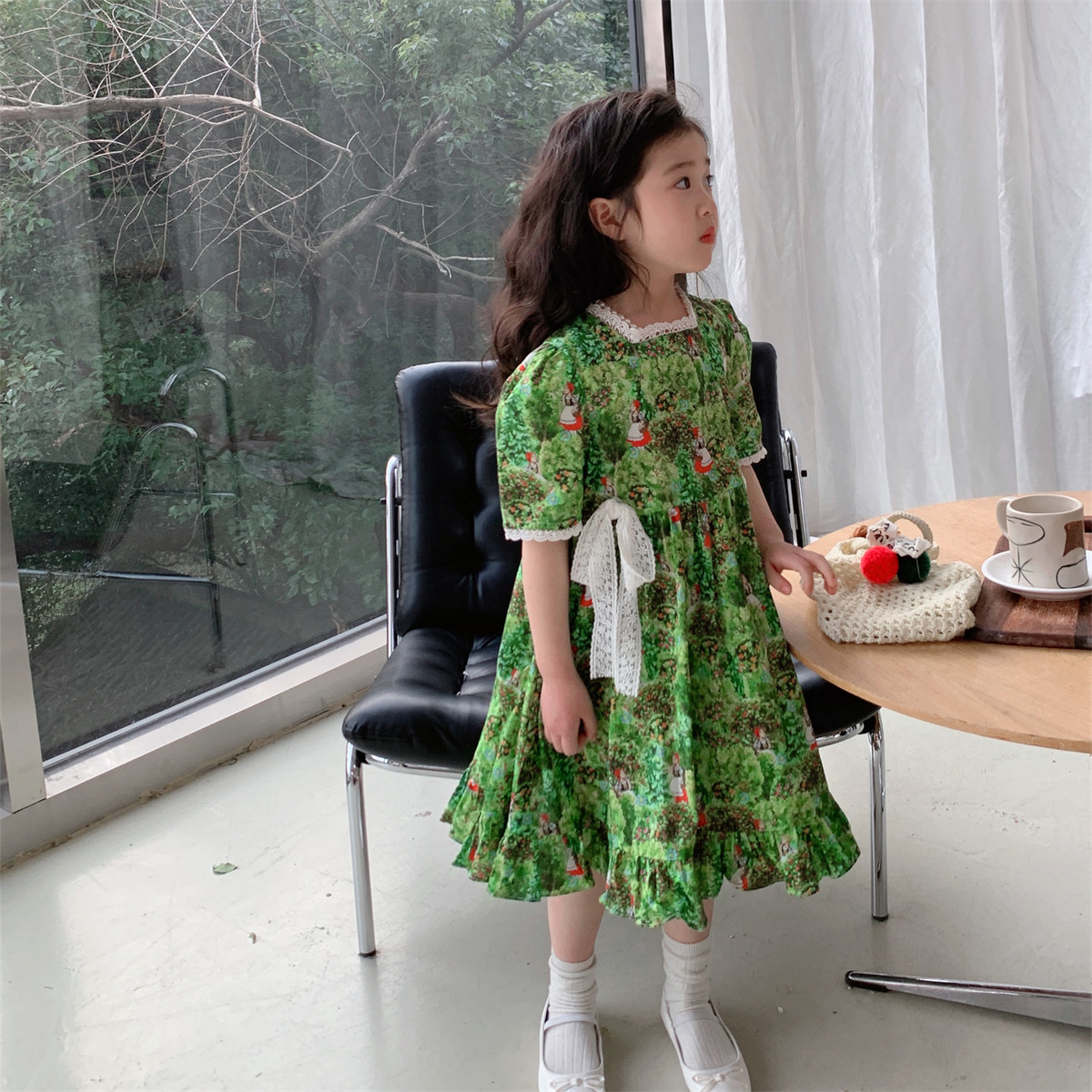 夏季新品儿童裙子韩版女童碎花短袖连衣裙宝宝洋气宫廷风公主长裙