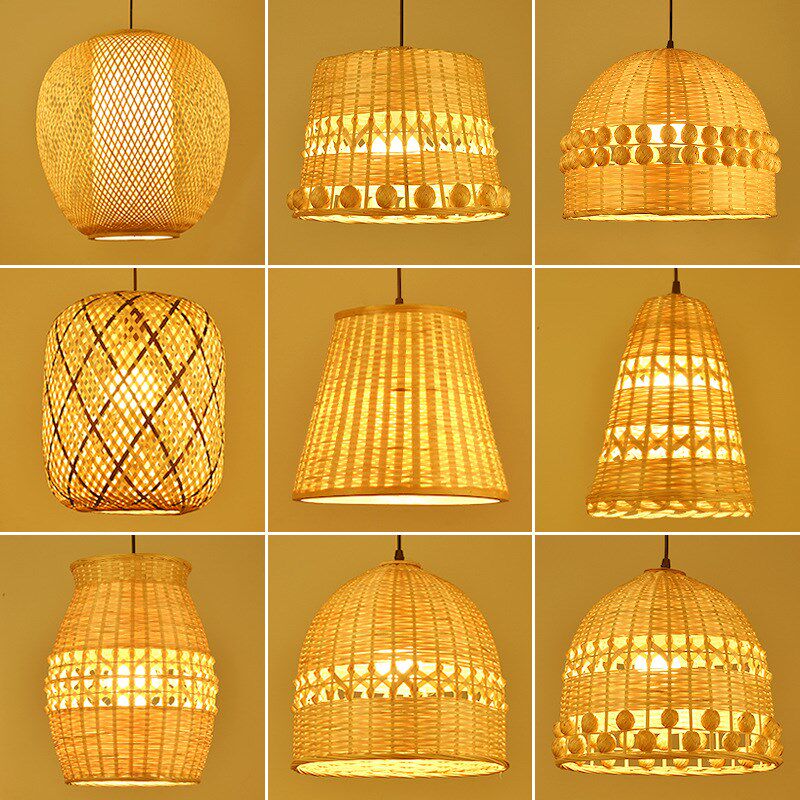 侘灯火锅店灯笼餐饮走廊吊灯大厅过道竹编商铺风茶室宿民寂编织