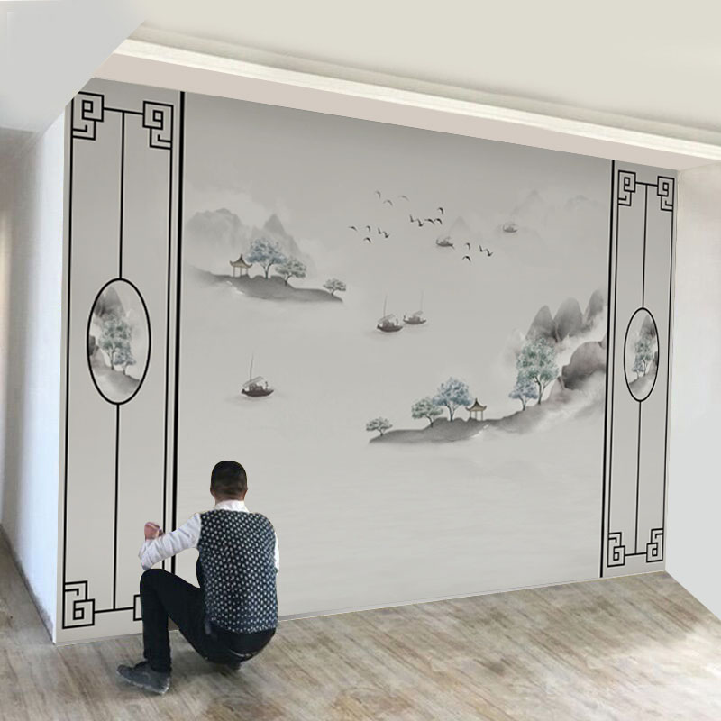 定制中式电视背景墙壁纸壁画中国风客厅G卧室书房背景墙3d装饰墙