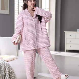 大码 200斤纯棉空气棉11月份孕妇产后哺乳睡衣喂奶衣 月子服秋冬季