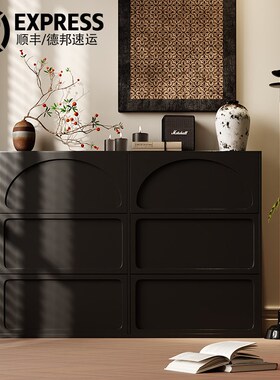 黑色实木翻斗鞋柜超薄家用门口中z古侘寂风鞋柜玄关柜2024新款爆