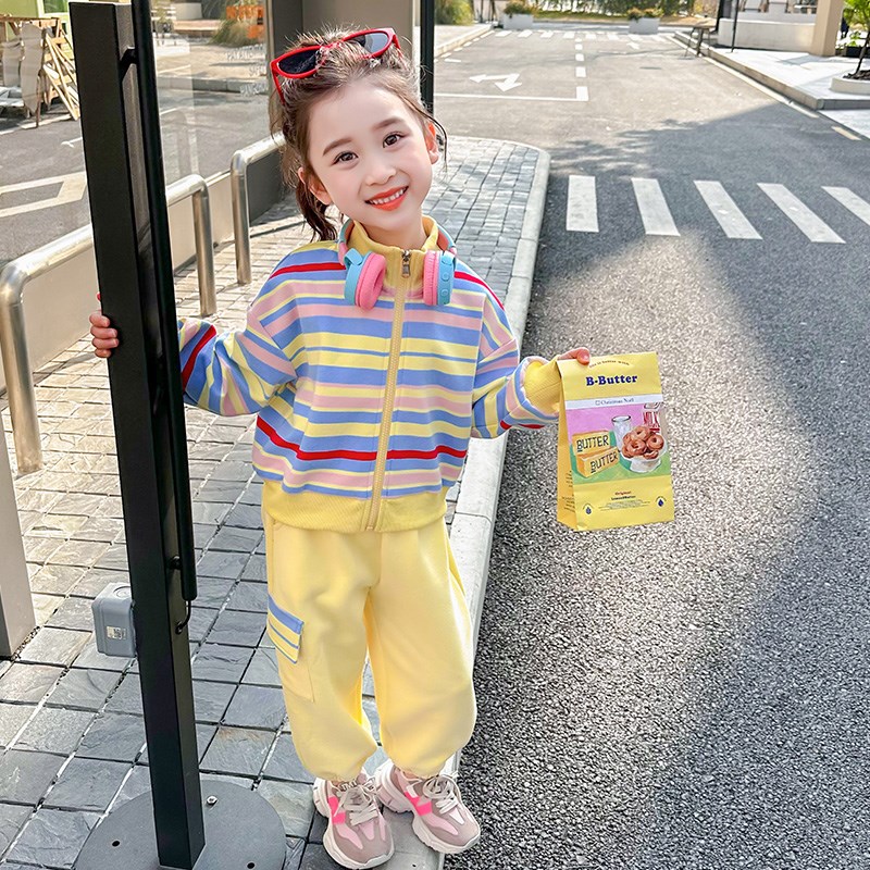 女童套装春季2024新款棒球服女宝宝长袖外套两件套儿童休闲百搭潮