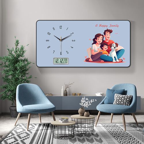 宅一家客厅装饰挂钟新电视背景墙装饰画创意时钟
