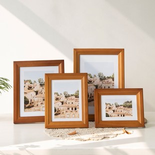 时几初 相框摆台寸寸寸照片定制刻字实木复古八寸木质