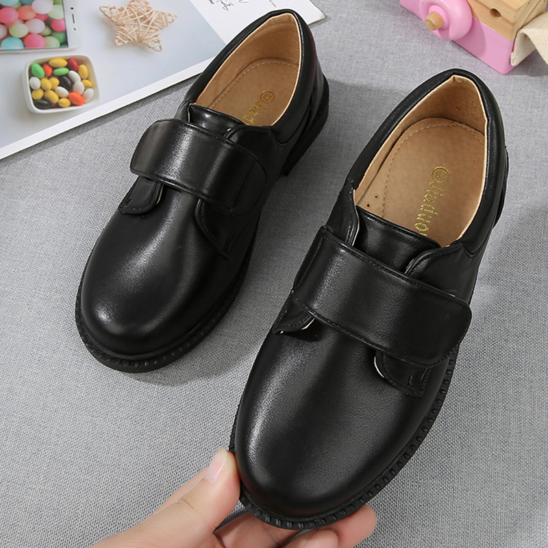 黑色皮鞋男童正装学生上学专用校鞋儿童合唱演出礼物仪鞋英伦风单