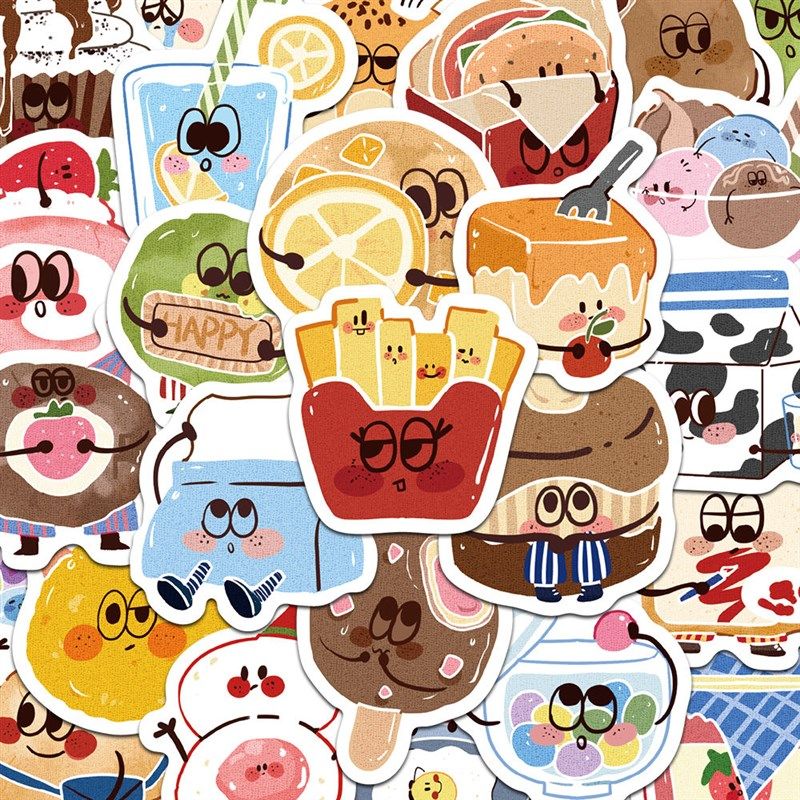 100张美食大作战贴纸卡通可爱甜品下午茶手机壳笔记本防水贴画diy,文具电教/文化用品/商务用品,贴纸/立体贴纸,淘宝优惠券,粉丝福利购,淘宝优惠卷