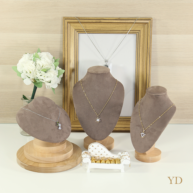 实木首饰架项链架子展示架珠宝展示道具模特头人像项链架托收纳架