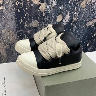 RO暗黑风小胖丁面包鞋男女情侣2025新款增高厚底板鞋粗鞋带休闲鞋