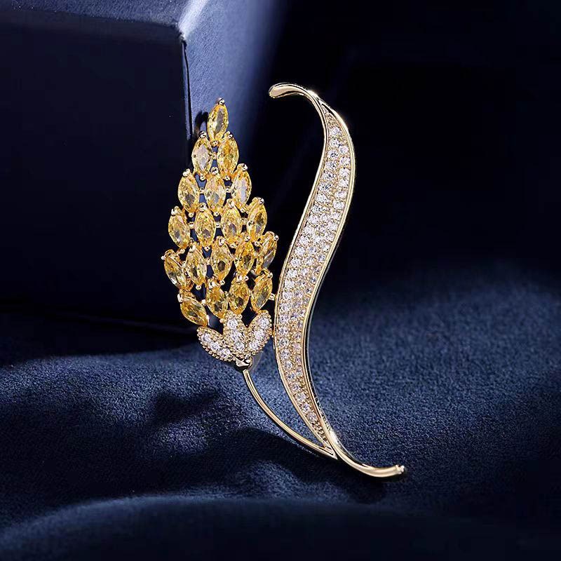 韩国麦穗胸针小众高级感时尚优雅满锆别针女气质简约毛衣外套胸花