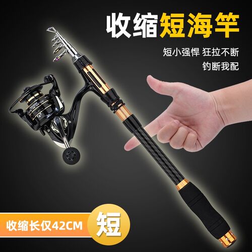 首迷你小海竿短节海杆抛竿套装节甩竿超K硬远投路亚竿单杆便携收