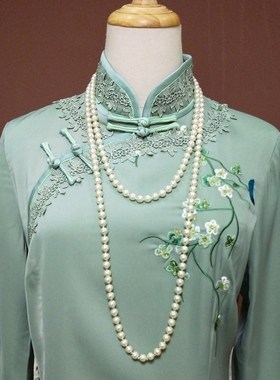 旗袍配饰 【婉若佳人】长款毛衣链复古中国风配旗袍之仿珍珠项链