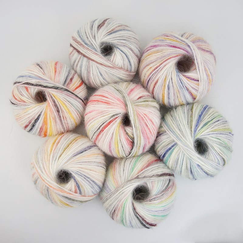 秋冬新品手c编织段染毛线渐变中粗手工diy保暖棒钩针毛衣花长绒线