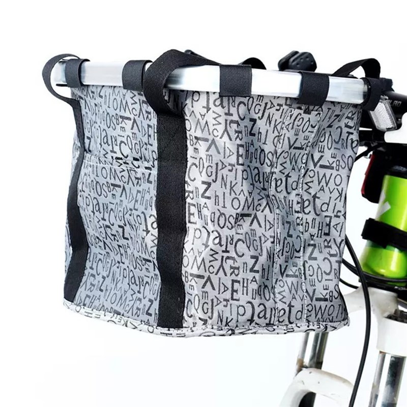 山地车自行车篮子前车筐折叠车筐铝合金帆布折叠车菜蓝车篓布筐