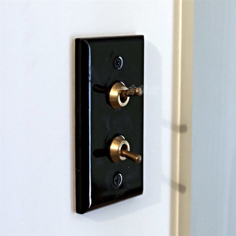 118型黑白日式复古民宿酒店中古百搭陶瓷拨动单双控开关