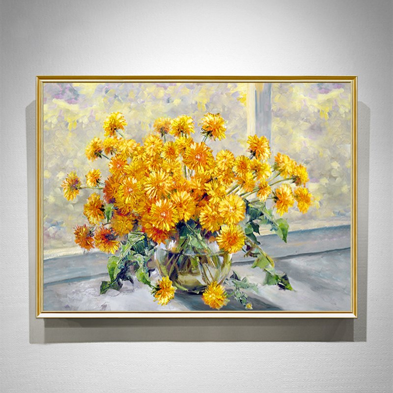 手绘花卉油画客厅玄关抽象u装饰画卧室床头别墅轻奢挂画厚油肌理图片