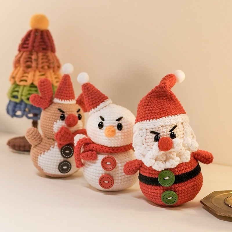 钩针圣诞玩偶小挂件圣诞节手工diy材料包毛线团编织创意礼物解闷