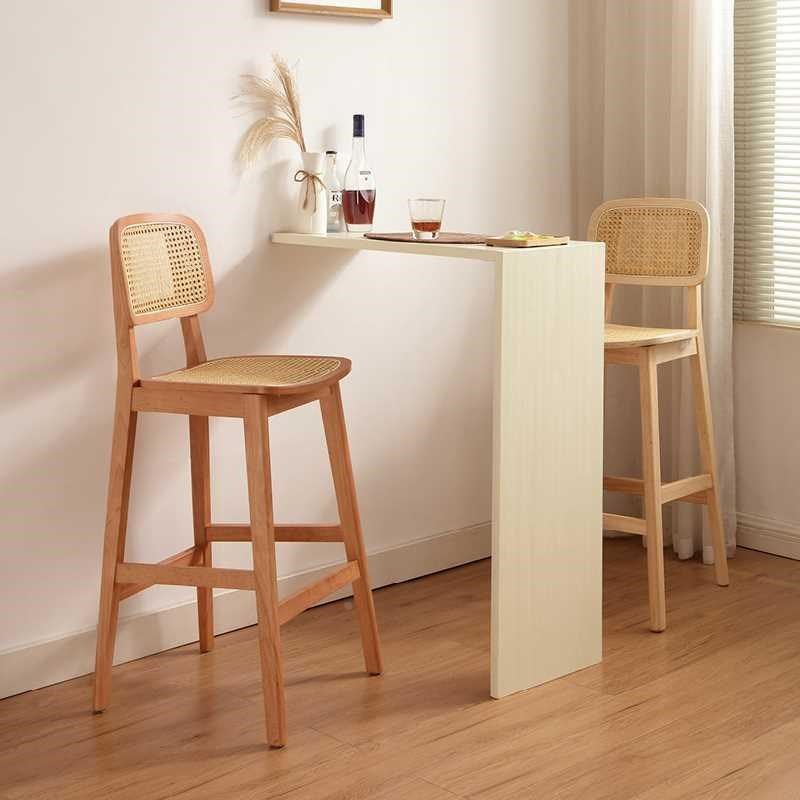 北欧实木吧台椅岛用家台椅侘寂风椅E子藤编吧椅酒吧椅高脚靠背凳,住宅家具,家用高脚椅,淘宝优惠券,粉丝福利购,淘宝优惠卷