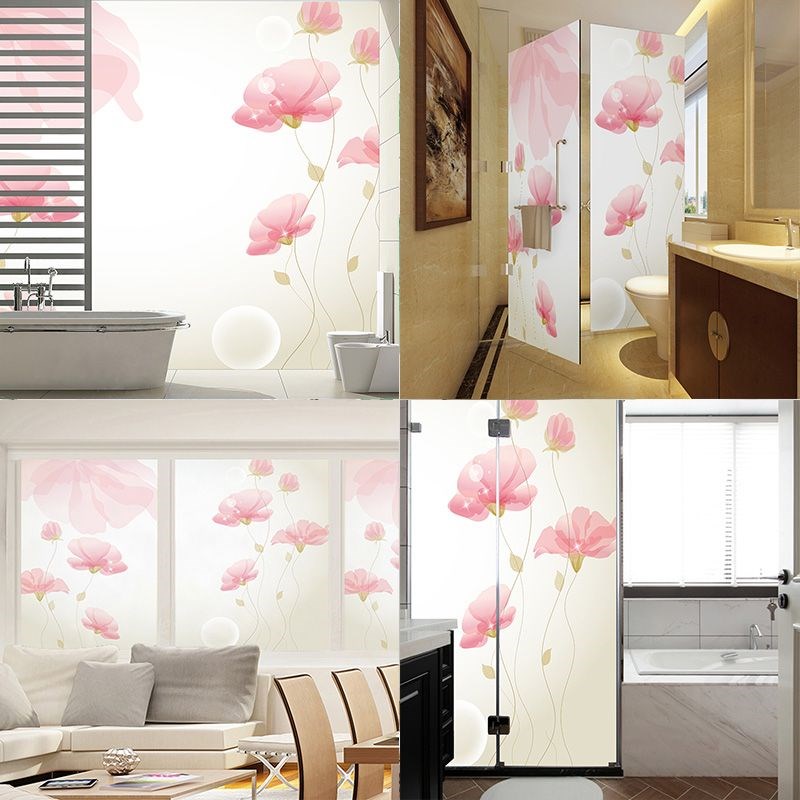 窗花纸卫生e间防窥移门玻璃贴膜纸花卉图案透光不透明可定制保护
