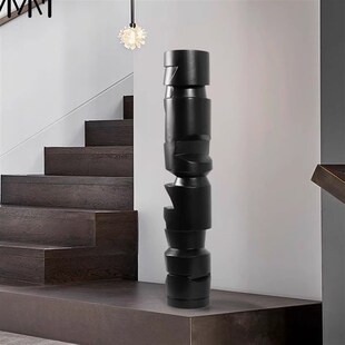 酒店样板间玄关落地摆件铁艺抽象竖高软装 置 饰品楼梯角雕塑艺术装