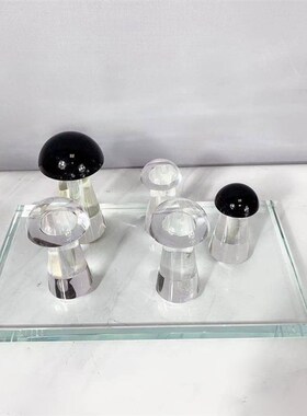 现代简约水晶蘑菇棋盘几何摆件样板房售楼处国际Z象棋装饰品