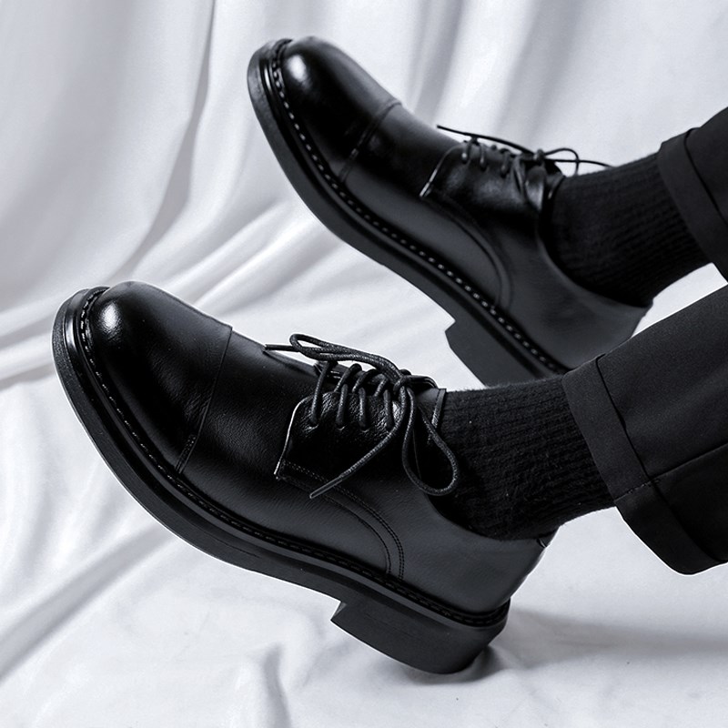 宽头三接头军官皮鞋男商务正装真皮透气男士西装工作鞋新郎结婚鞋