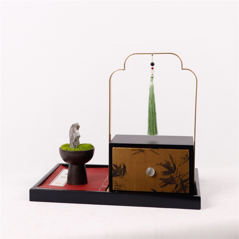 新中式样板间客厅摆件书房博古架酒柜家具展厅高级感现代软装饰品