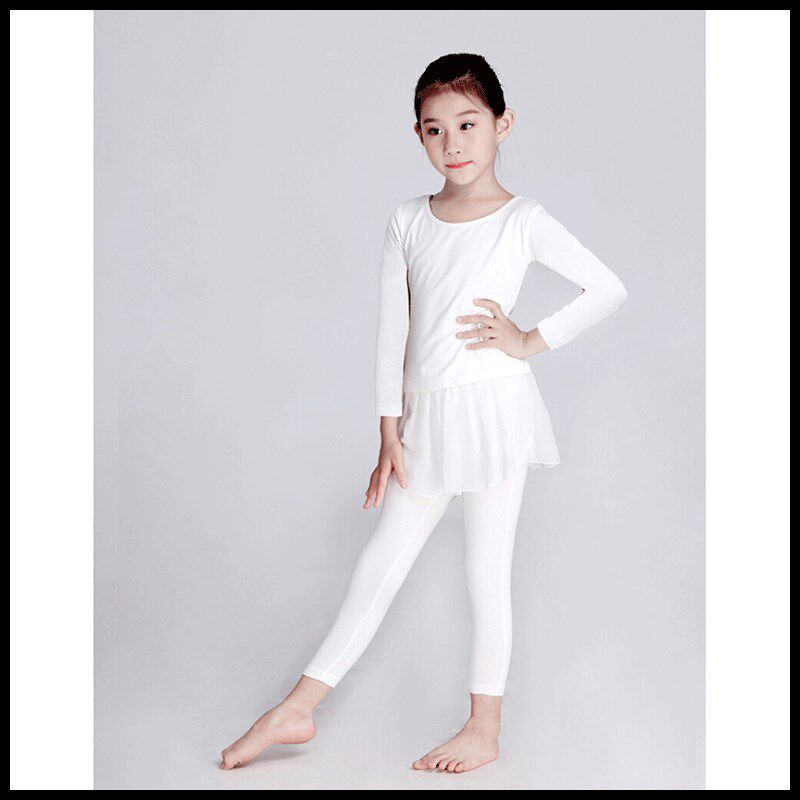 儿童瑜伽服套装子母女童少儿练功服女孩形体服表演出服装舞蹈夏白