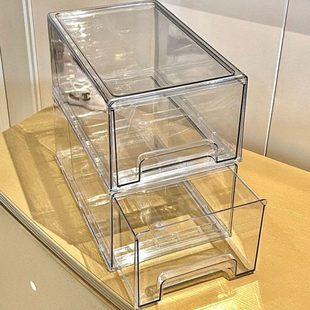 多层面膜收纳盒亚克力桌面可收纳整理箱透明 护肤加化妆品叠抽屉式