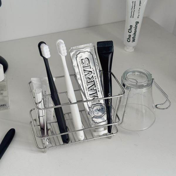 电动牙刷牙膏置物架浴室卫生间洗漱台不锈钢牙刷架面化妆品收纳架