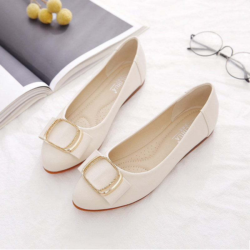 单鞋女平底鞋2023新款春秋女鞋百搭妈妈鞋子O夏软皮软底防滑豆豆,女鞋,浅口单鞋,淘宝优惠券,粉丝福利购,淘宝优惠卷