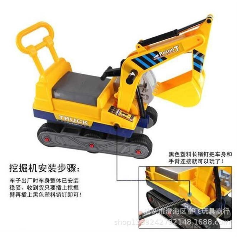 新款儿童挖掘机可坐可骑大号挖土机男孩玩U具滑行 工程车