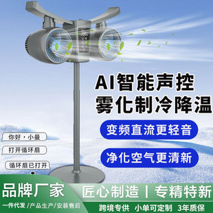 喷雾电风扇一件代发 空气循环双头风扇落地家用商用强力大风力台式