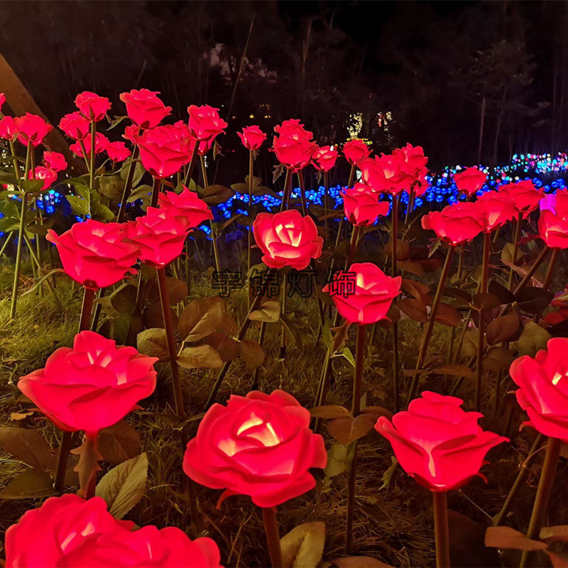 大型户外公园园林仿真玫瑰花防水灯LED防水景观灯街道公园工程灯