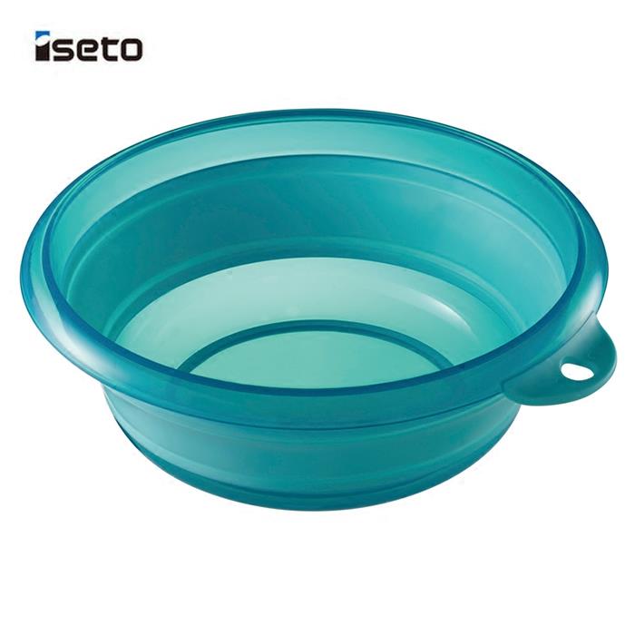 日本进口ISETO 硅胶脸盆 可折叠塑料洗脸盆 旅行便携洗脚洗菜盆