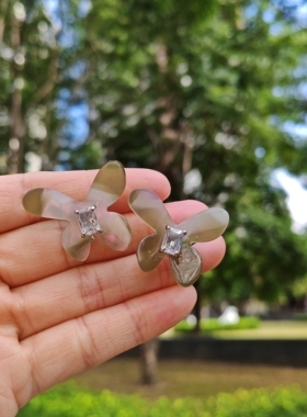 【蝴蝶方糖】耳环高级感轻奢醋酸两戴气质耳钉小众设计感优雅耳饰