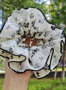 【精致蕾丝】花边法式复古小碎花大号大肠发圈少女双层头花发饰女