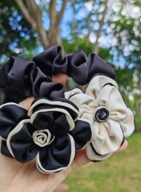 【手工花朵】小肠发圈简约缎面弹力头绳发绳耐用扎马尾头饰发饰女