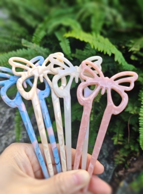 【蝴蝶】U型醋酸镂空发簪简约发饰甜美少女古风实用簪子盘发发钗