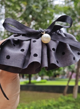 【灰色波点】发夹褶皱裙摆蝴蝶结弹簧夹高级感精致顶夹一字夹头饰